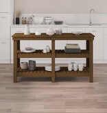 VidaXL Werkbank 142,5x50x80 cm massief grenenhout honingbruin