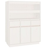 VidaXL Hoge kast 89x40x116,5 cm massief grenenhout wit