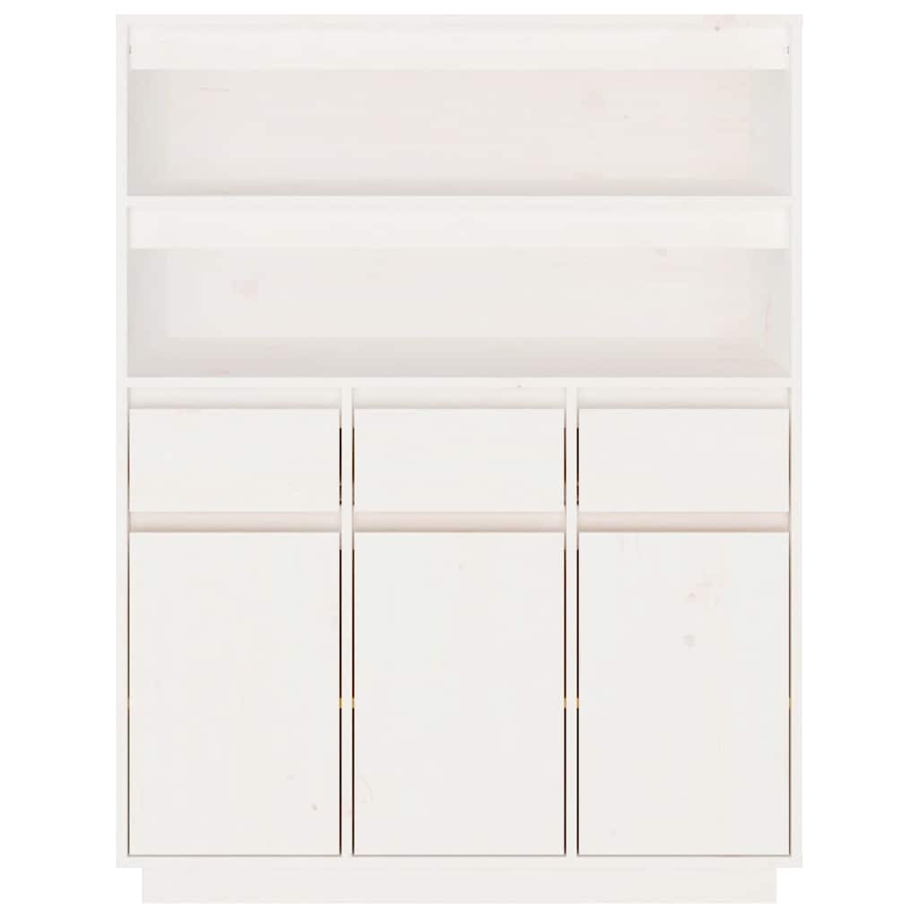 VidaXL Hoge kast 89x40x116,5 cm massief grenenhout wit