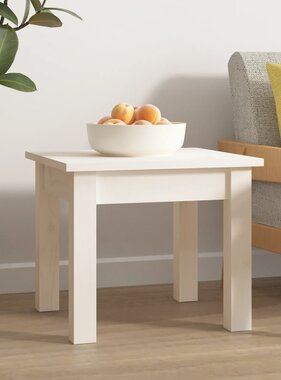 VidaXL Salontafel 35x35x30 cm massief grenenhout wit
