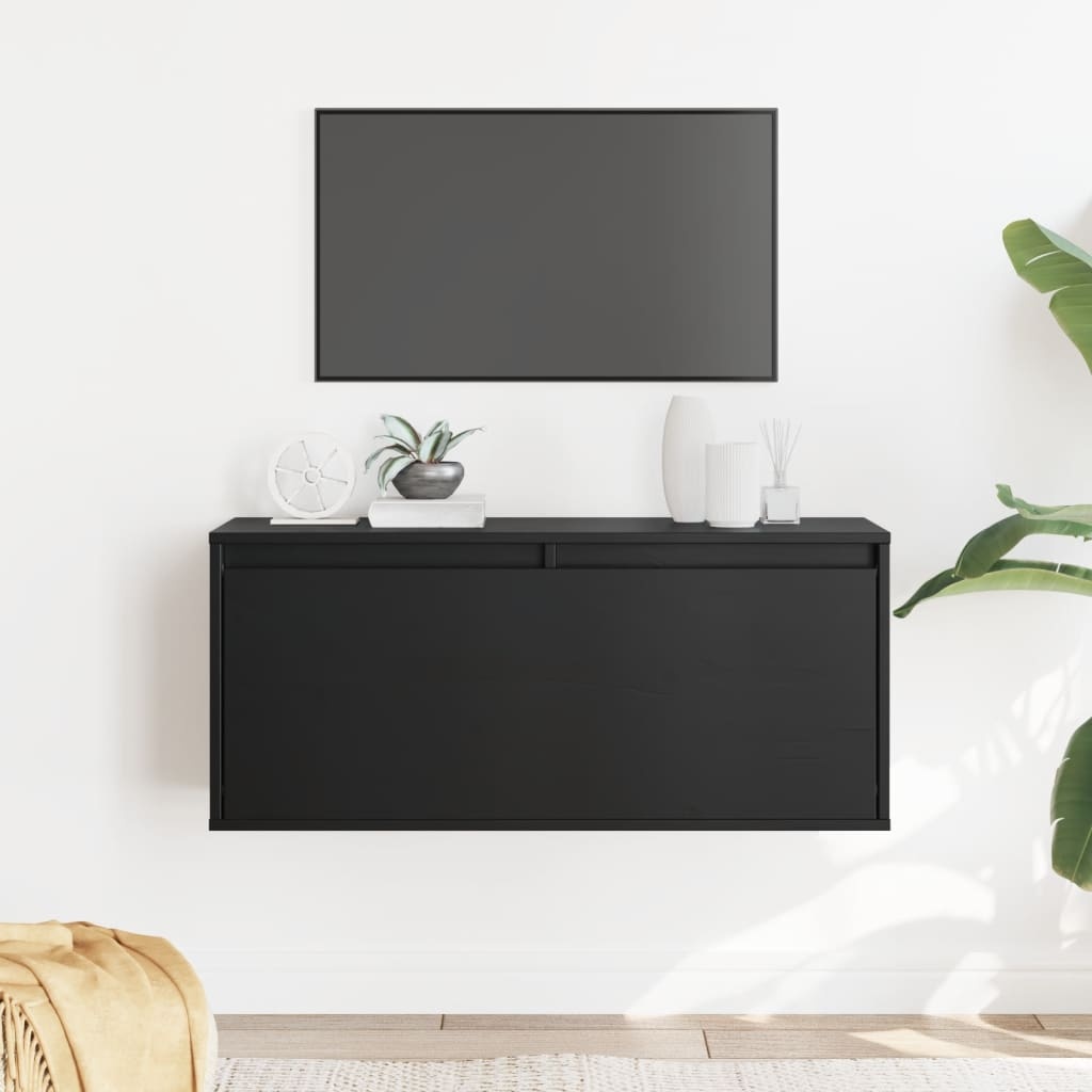 VidaXL Wandkast 80x30x35 cm massief grenenhout zwart