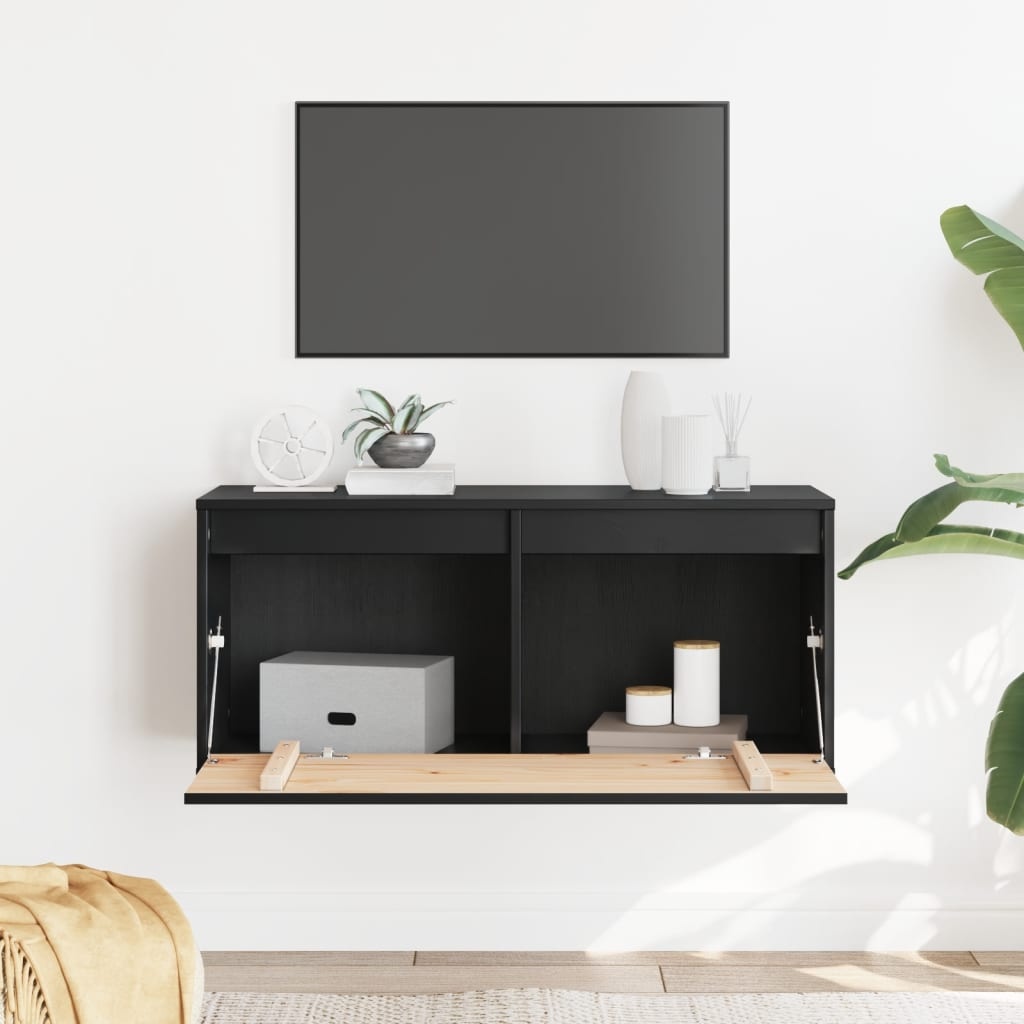 VidaXL Wandkast 80x30x35 cm massief grenenhout zwart