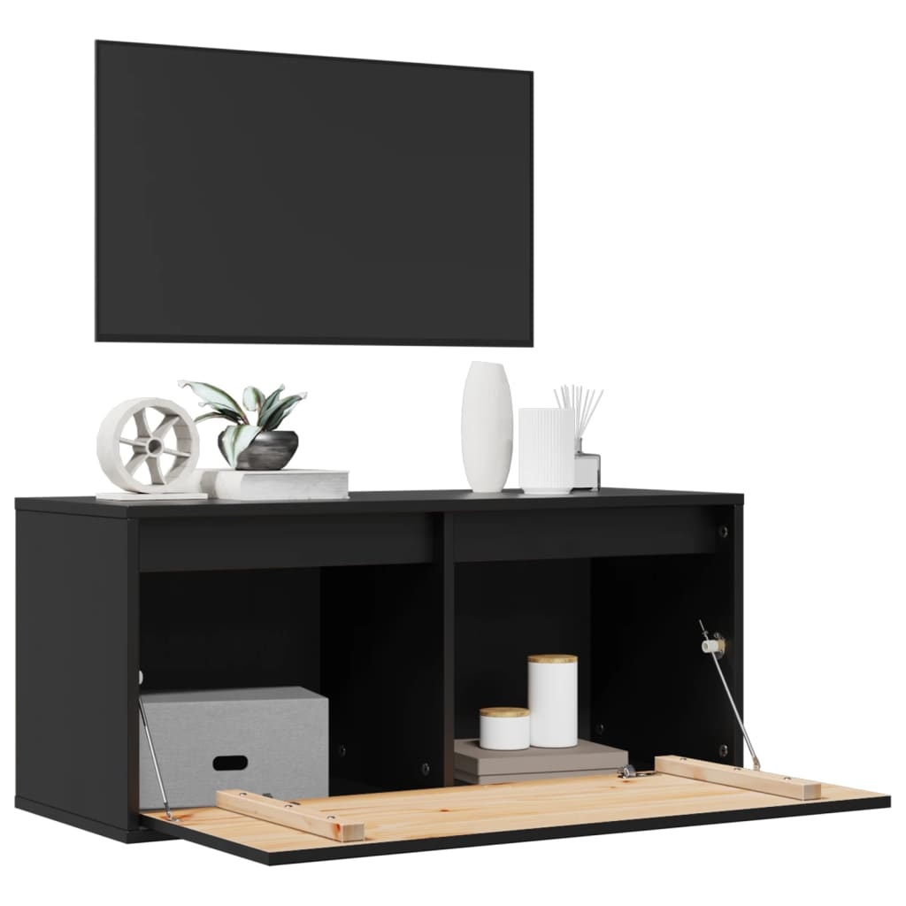 VidaXL Wandkast 80x30x35 cm massief grenenhout zwart