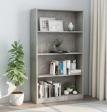 VidaXL Boekenkast met 4 schappen 80x24x142 cm bewerkt hout betongrijs