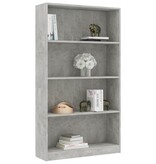 VidaXL Boekenkast met 4 schappen 80x24x142 cm bewerkt hout betongrijs