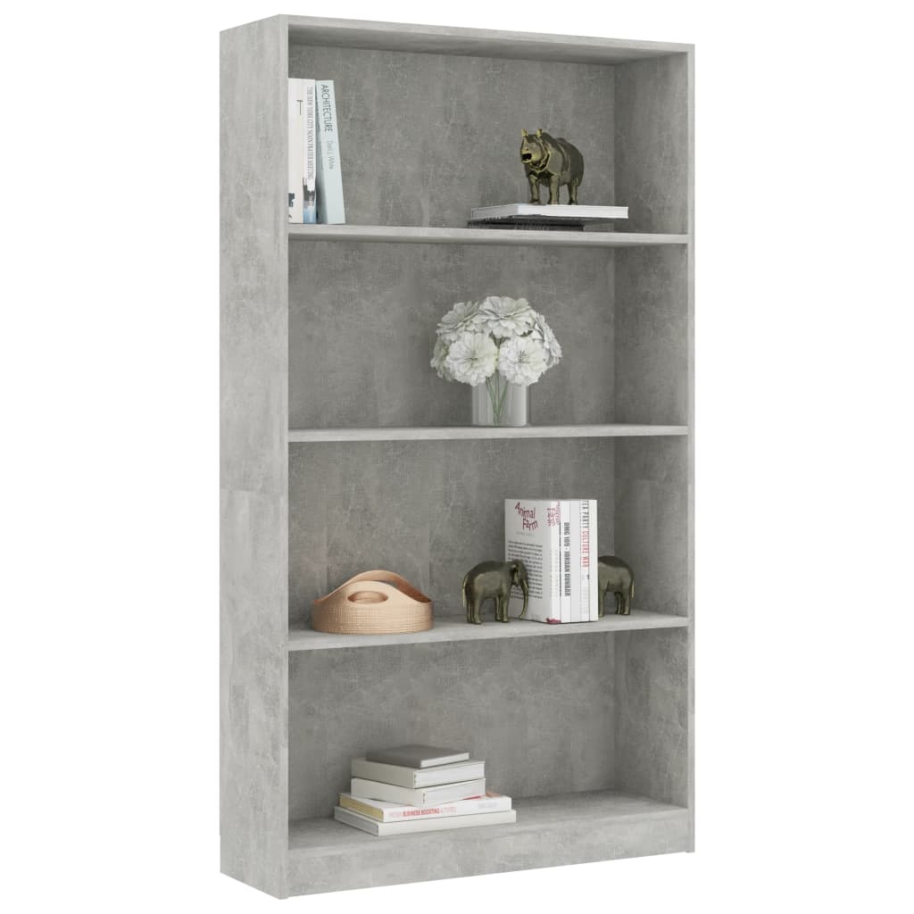 VidaXL Boekenkast met 4 schappen 80x24x142 cm bewerkt hout betongrijs