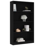 VidaXL Boekenkast met 4 schappen 80x24x142 cm bewerkt hout zwart