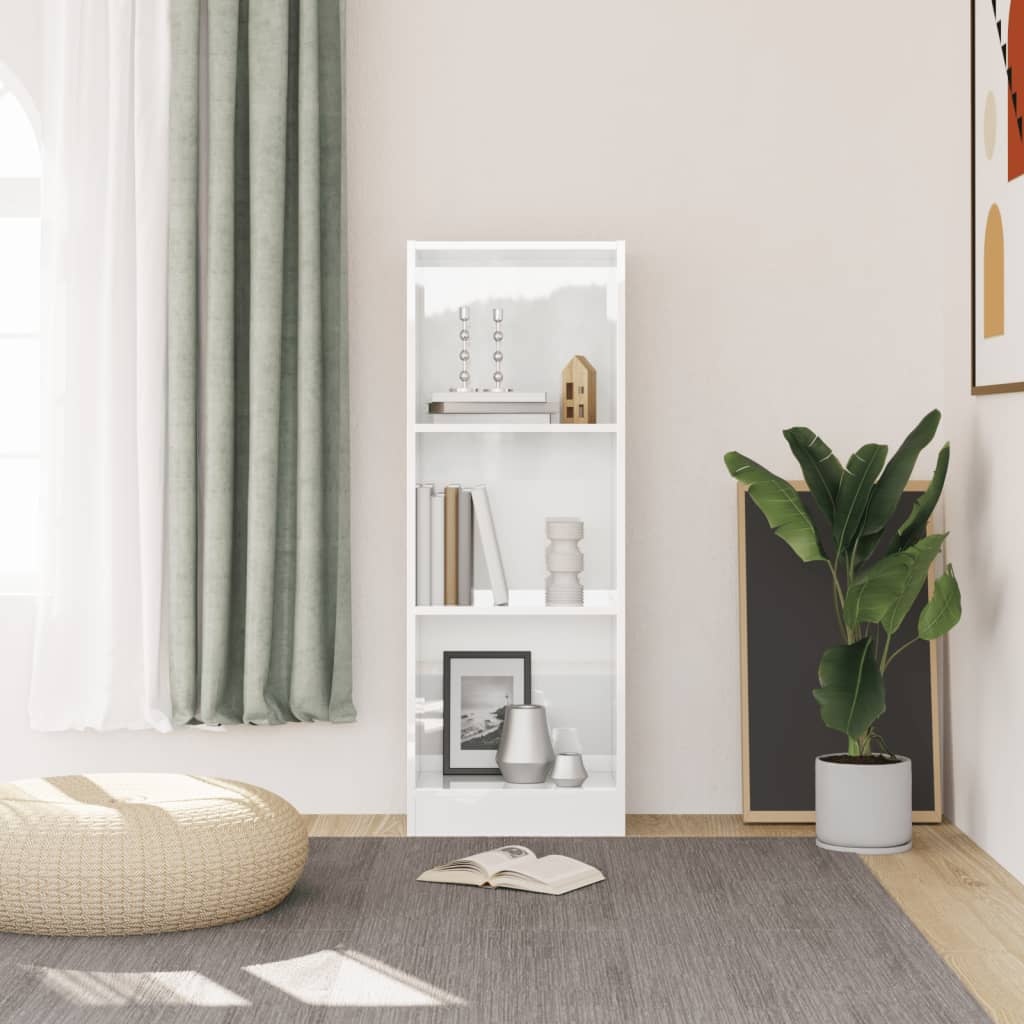 VidaXL Boekenkast met 3 schappen 40x24x109 cm hout hoogglans wit
