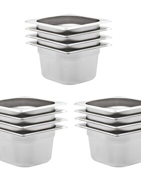 VidaXL Gastronormbakken 12 st GN 1/6 100 mm roestvrij staal