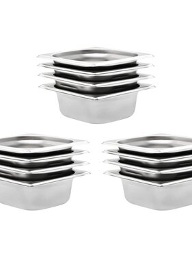 VidaXL Gastronormbakken 12 st GN 1/6 65 mm roestvrij staal