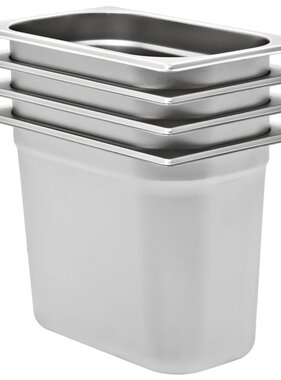 VidaXL Gastronormbakken 4 st GN 1/4 200 mm roestvrij staal