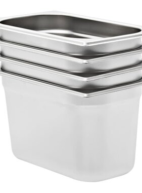 VidaXL Gastronormbakken 4 st GN 1/4 150 mm roestvrij staal