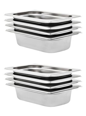 VidaXL Gastronormbakken 8 st GN 1/4 65 mm roestvrij staal