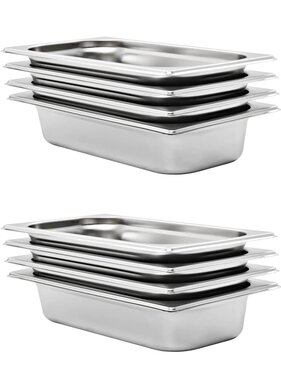 VidaXL Gastronormbakken 8 st GN 1/3 65 mm roestvrij staal