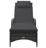 VidaXL Ligbed met wieltjes poly rattan grijs