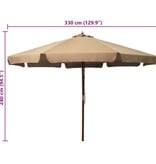 VidaXL Parasol met houten paal 330 cm taupe