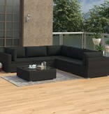 VidaXL 6-delige Loungeset met kussens poly rattan zwart