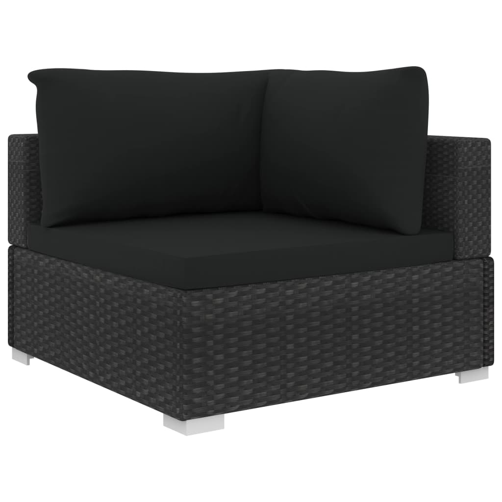 VidaXL 6-delige Loungeset met kussens poly rattan zwart