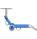 VidaXL Ligbed met luifel en wieltjes inklapbaar staal blauw