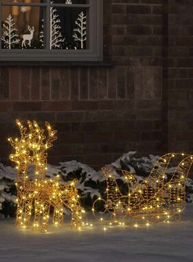 VidaXL Rendier trek slede Warmwit 30 x 12 x 55 cm PET