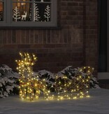 VidaXL Rendier trek slede met 160 LED Warmwit 30 x 12 x 54.5 cm PET