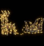 VidaXL Rendier trek slede met 160 LED Warmwit 30 x 12 x 54.5 cm PET