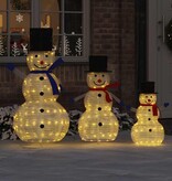 VidaXL Kerst Sneeuwpop Familie 3 pcs Warmwit 81 x 60 x 125 cm Stof