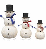 VidaXL Kerst Sneeuwpop Familie 3 pcs Warmwit 81 x 60 x 125 cm Stof