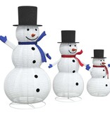 VidaXL Kerst Sneeuwpop Familie 3 pcs Warmwit 81 x 60 x 125 cm Stof