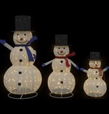 VidaXL Kerst Sneeuwpop Familie 3 pcs Warmwit 81 x 60 x 125 cm Stof