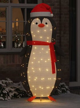 VidaXL Sneeuw Pinguïn Figuur Warmwit 78 x 88 x 180 cm Stof