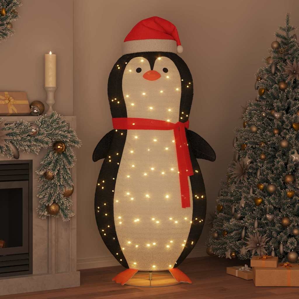 VidaXL Sneeuw Pinguïn Figuur Warmwit 78 x 88 x 180 cm Stof