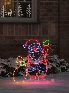 VidaXL Kerstman Licht met 168 LED Multikleur 58.5 x 60 x 1.3 cm IJzer
