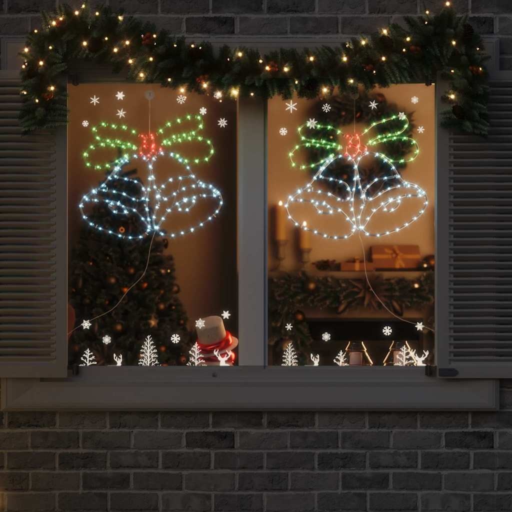 VidaXL Kerstbel met 144 LED Multikleur 56 x 46 cm PVC
