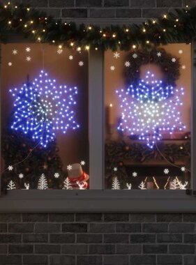 VidaXL Kerstsneeuwvlok met 156 LED Blauw 55,5 x 55,5 x 0,75cm PVC