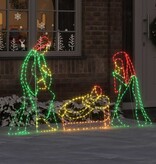 VidaXL Verlichte Kerststal met 550 LED Multikleur 112 x 72 cm PVC