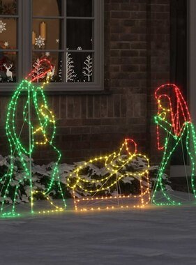 VidaXL Verlichte Kerststal met 550 LED Multikleur 112 x 72 cm PVC