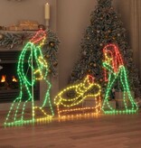 VidaXL Verlichte Kerststal met 550 LED Multikleur 112 x 72 cm PVC