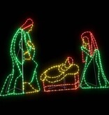 VidaXL Verlichte Kerststal met 550 LED Multikleur 112 x 72 cm PVC