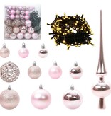 VidaXL Kerstbal Set met 300 LED 120 pcs Roze Kunststof