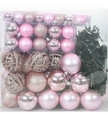 VidaXL Kerstbal Set met 300 LED 120 pcs Roze Kunststof