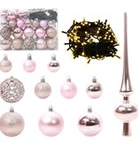 VidaXL Kerstbal Set met 150 LED 61 pcs Roze Kunststof