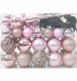 VidaXL Kerstbal Set met 150 LED 61 pcs Roze Kunststof