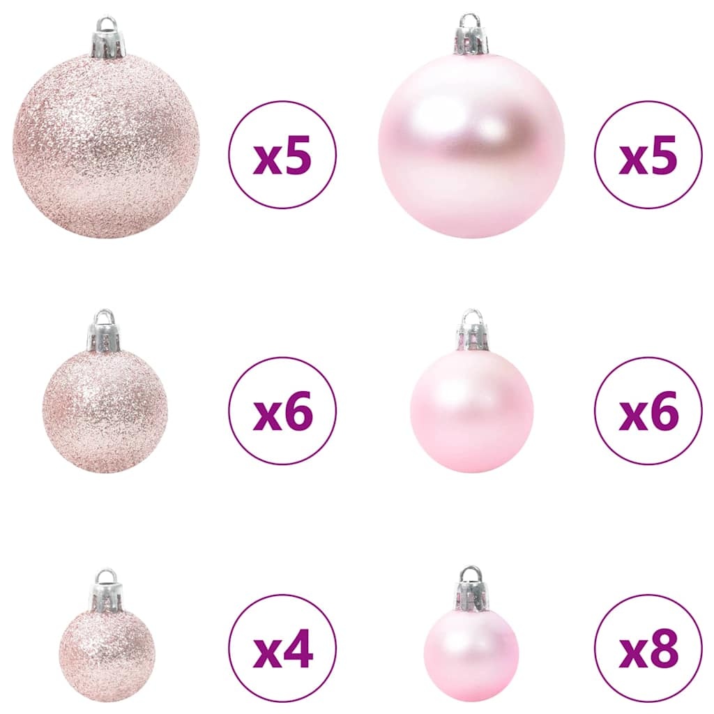 VidaXL Kerstbal Set met 150 LED 61 pcs Roze Kunststof