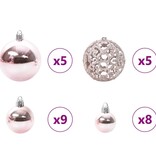 VidaXL Kerstbal Set met 150 LED 61 pcs Roze Kunststof