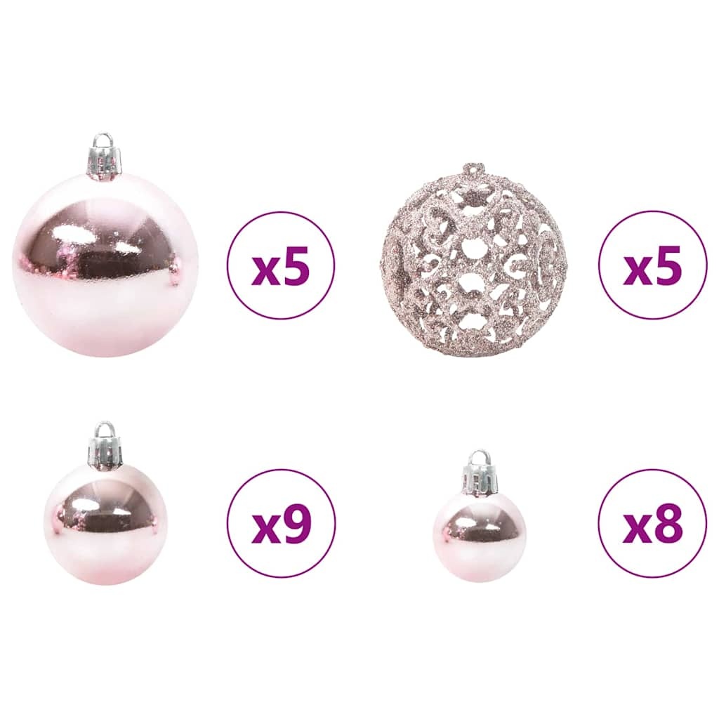 VidaXL Kerstbal Set met 150 LED 61 pcs Roze Kunststof