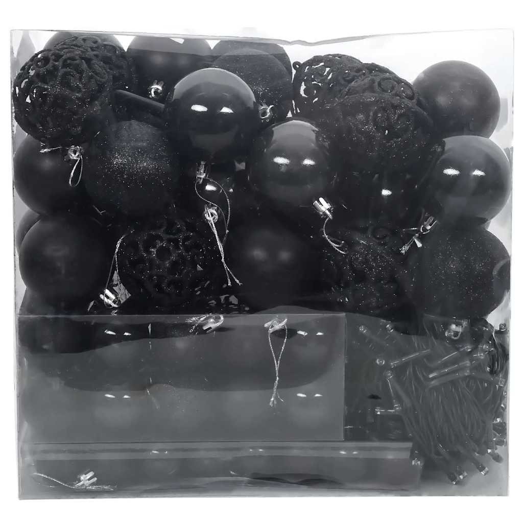 VidaXL Kerstbal Set met 300 LED 120 pcs Zwart Kunststof