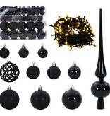 VidaXL Kerstbal Set met 150 LED 61 pcs Zwart Kunststof