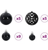 VidaXL Kerstbal Set met 150 LED 61 pcs Zwart Kunststof