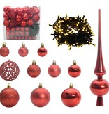 VidaXL Kerstbal Set met 300 LED 120 pcs Rood Kunststof